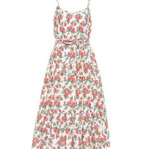Rhode White Lea Floral-print Cotton-voile Midi Dress, Size L
